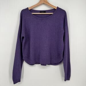 Talula Angora Cashmere Blend Cropped Sweater Womens L Amethyst Purple Boat Neck